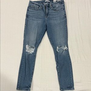 Good American Blue Ripped Good Legs Crop Skinny Jeans